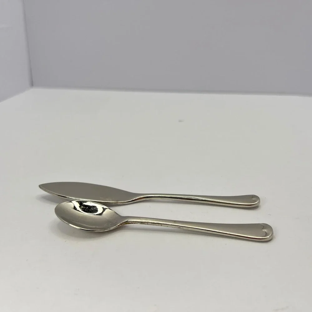 Godinger Jam Spoon and Butter Knife‎ Set Small Heart Handle Polished Silverplate